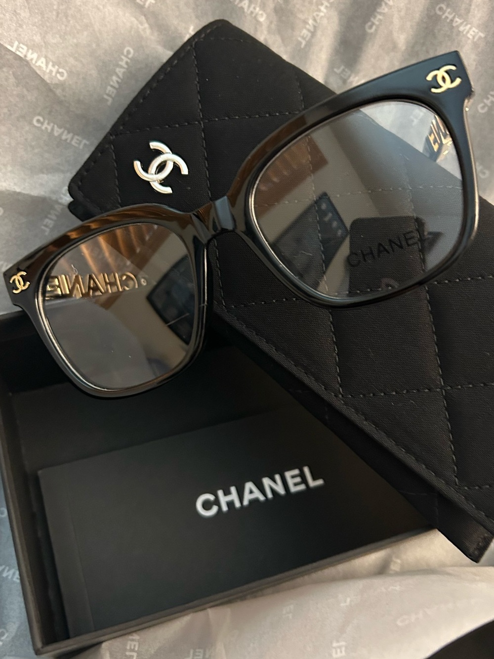 Authentic Chanel Clear Lens Oversized Frame Glasses